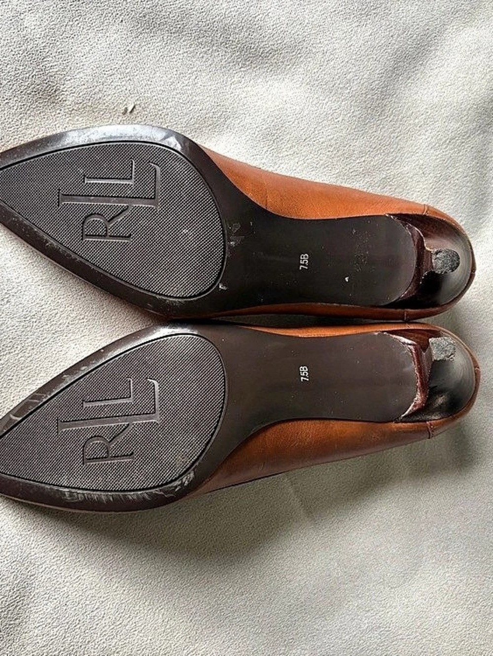 Vintage Lauren Ralph Lauren Brown Penny Loafer Heels 7.5 - Picture 8 of 12